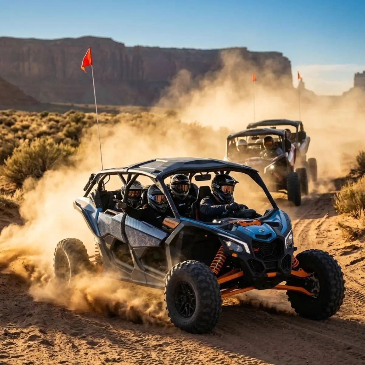 Can-Am Maverick convoy ripping through a Kanab desert trail